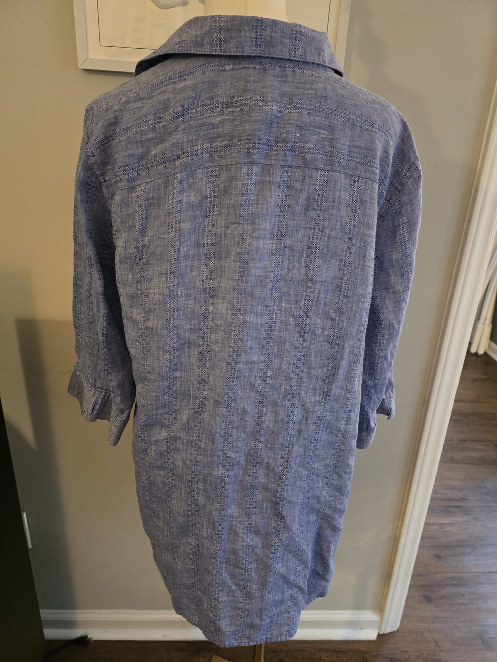 Chico's Blue Textured Button-Down Tunic - Picture 4 of 4